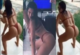 Anitta com seu bundão de fio dental dançando funk