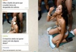 Despedida de solteiro acabou com gozadas na cara da noiva