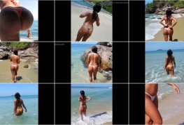 Esposa gostosa completamente nua na praia