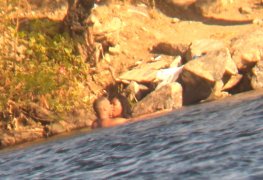 flagrei um negao comendo uma mulata na beira do rio