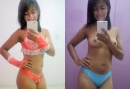 Fotos caseiras da moreninha deliciosa mostrando os peitinhos