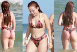 Larissa manoela flagrada de fio dental mostrando a bunda na praia