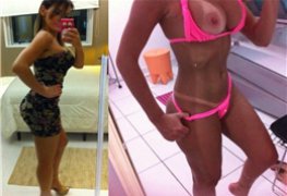 Loira bronzeada e sensual em fotos nua