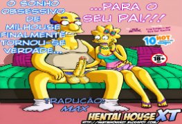 Milhouse gozando na boca da Lisa simpsons