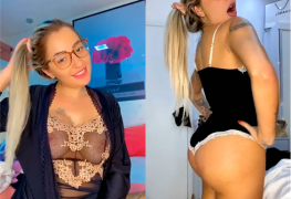 Nayara Macedo novinha do insta de roupinha transparente na live