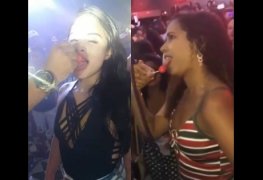 Novinhas safadas chupando o pirulito do mc no palco do baile