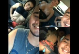 Safadas dançando funk mostrando a bunda e os peitos no carro