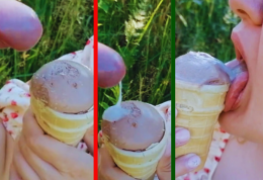 Sorvete com calda sabor porra