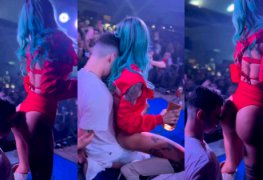 Tati zaqui rebolando gostoso se esfregando em fã no palco do baile